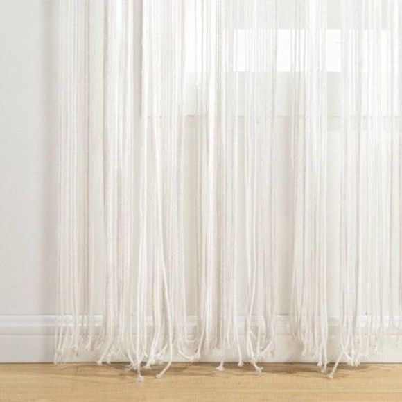 1pc 40"x84" Light Filtering Boho Macrame Tassel Curtain Panel White - Lush - Picture 3 of 5